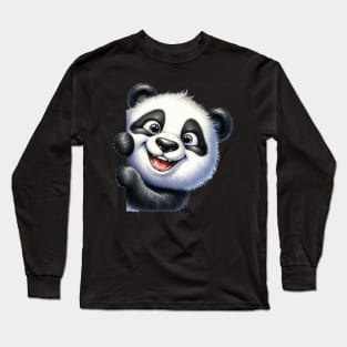 Cute Panda Playing Peek a Boo Long Sleeve T-Shirt